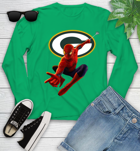 NFL Spider Man Avengers Endgame Football Green Bay Packers Youth Long Sleeve 6