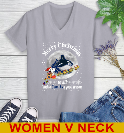 Vancouver Canucks Merry Christmas To All And To Canucks A Good Season NHL Hockey Sports Women's V-Neck T-Shirt 4