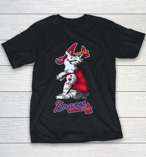 MLB Baseball My Cat Loves Atlanta Braves Youth T-Shirt