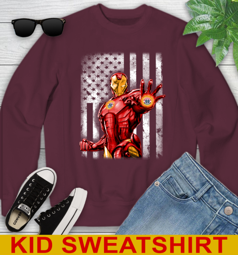 Washington Wizards NBA Basketball Iron Man Avengers American Flag Shirt Youth Sweatshirt - Image 5