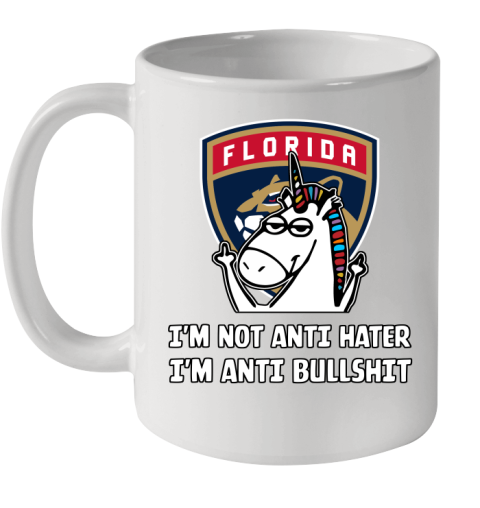 Florida Panthers NHL Hockey Unicorn I'm Not Anti Hater I'm Anti Bullshit Ceramic Mug 11oz