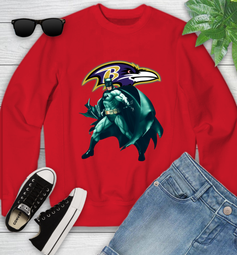 NFL Batman Football Sports Baltimore Ravens Youth Sweatshirt 9