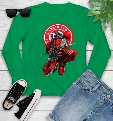 NBA Deadpool Marvel Comics Sports Basketball Atlanta Hawks Youth Long Sleeve 6