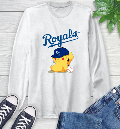 MLB Pikachu Baseball Sports Kansas City Royals Long Sleeve T-Shirt