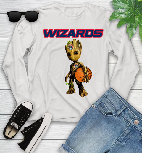 Washington Wizards NBA Basketball Groot Marvel Guardians Of The Galaxy Youth Long Sleeve