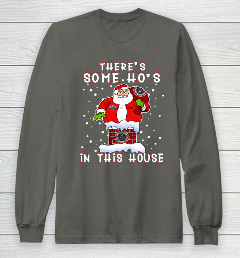New Orleans Pelicans Christmas There Is Some Hos In This House Santa Stuck In The Chimney NBA Long Sleeve T-Shirt 5