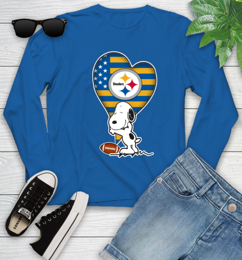 Pittsburgh Steelers NFL Football The Peanuts Movie Adorable Snoopy Youth Long Sleeve 9