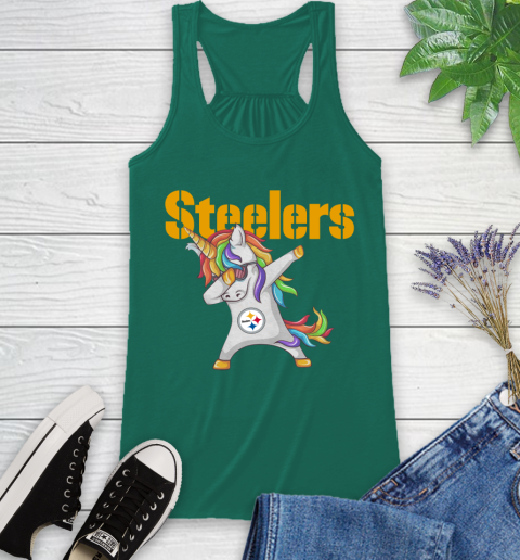 Pittsburgh Steelers NFL Football Funny Unicorn Dabbing Sports Racerback Tank 7