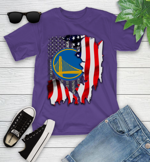Golden State Warriors NBA Basketball American Flag Youth T-Shirt 3