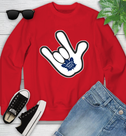 Toronto Maple Leafs NHL Hockey Mickey Rock Hand Disney Youth Sweatshirt 9