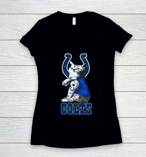NFL Football My Cat Loves Indianapolis Colts Women's V-Neck T-Shirt
