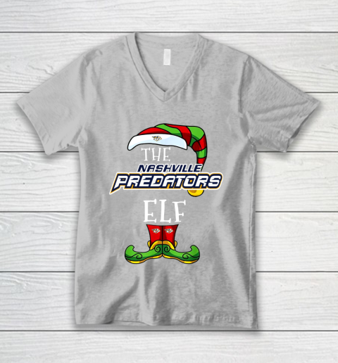 Nashville Predators Christmas ELF Funny NHL V-Neck T-Shirt 3