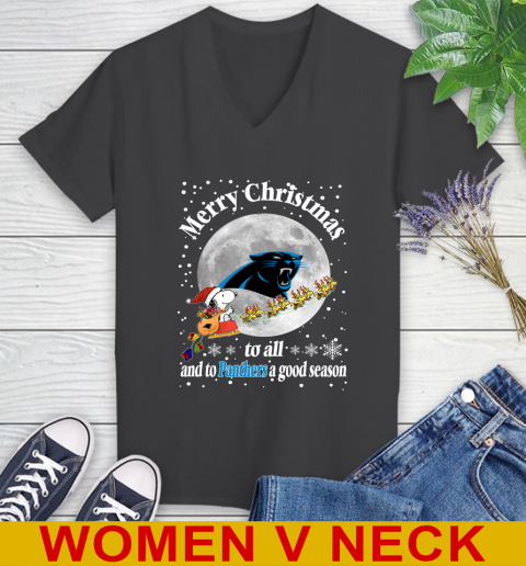 Carolina Panthers Merry Christmas To All And To Panthers A Good Season NFL Football Sports Women's V-Neck T-Shirt 8