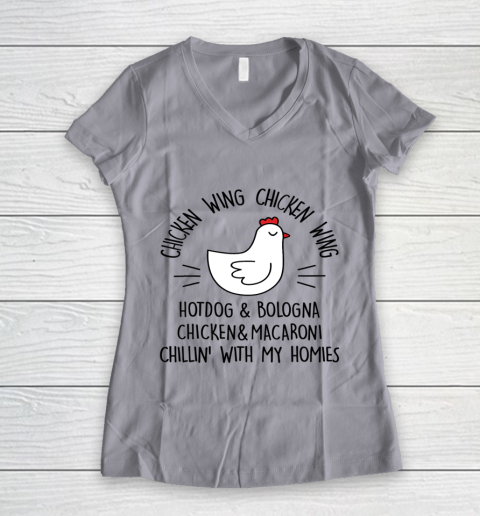 Viral Chicken Wing Chicken Wing Hot Dog Bologna Song Lyric Women's V-Neck T-Shirt 2