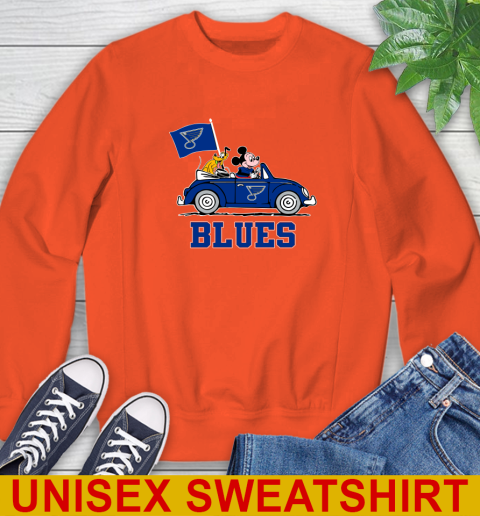 NHL Hockey St.Louis Blues Pluto Mickey Driving Disney Shirt Sweatshirt 4