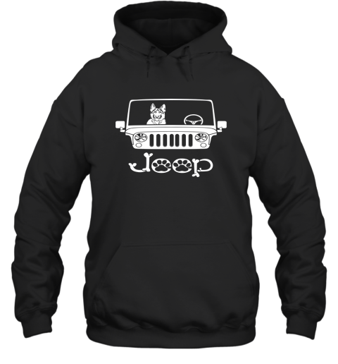 German Shepherd Dog Hoodie  Riding on Jeep Hooded