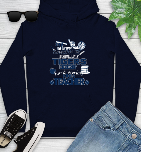 Detroit Tigers MLB I'm A Difference Making Student Caring Baseball Loving Kinda Teacher Youth Hoodie 3