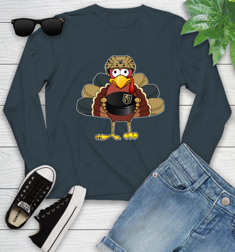 Vegas Golden Knights Turkey Thanksgiving Day Youth Long Sleeve 8