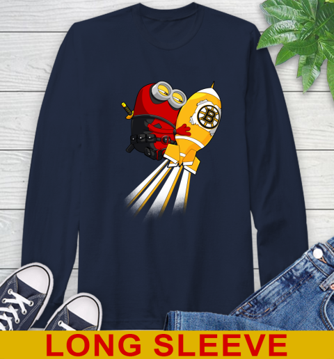 NHL Hockey Boston Bruins Deadpool Minion Marvel Shirt Long Sleeve T-Shirt 3