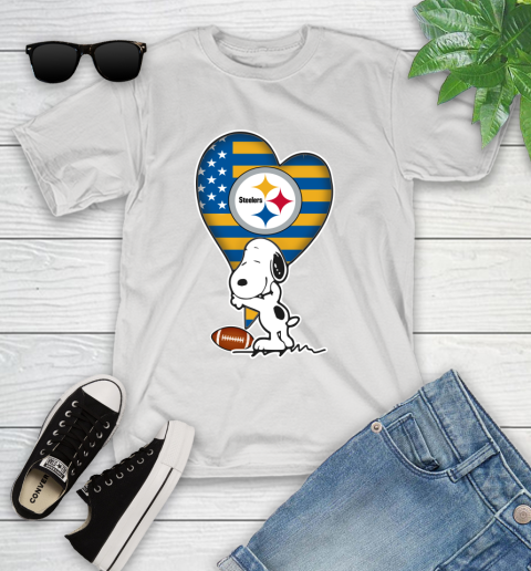 Pittsburgh Steelers NFL Football The Peanuts Movie Adorable Snoopy Youth T-Shirt