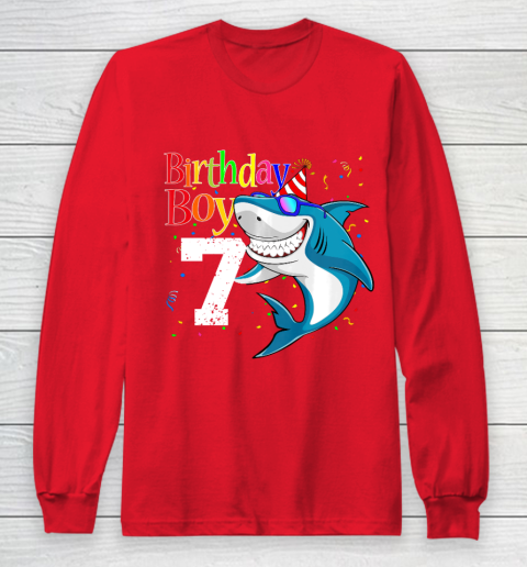 Kids 7th Birthday Boy Shark Shirts 7 Jaw Some Four Tees Boys 7 Years Old Long Sleeve T-Shirt 7