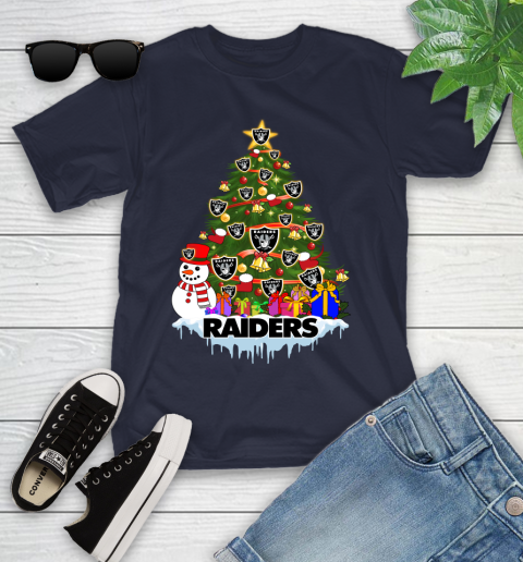 Oakland Raiders Merry Christmas NFL Football Sports Youth T-Shirt 3