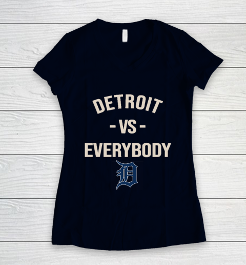 Detroit Tigers Vs Everybody Women's V-Neck T-Shirt 2