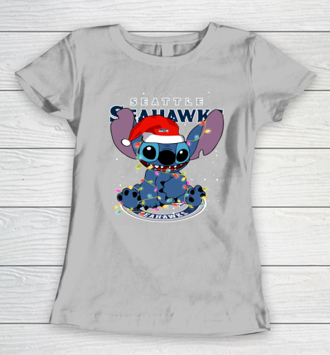 Seattle Seahawks NFL Football noel stitch Christmas Women's T-Shirt 3