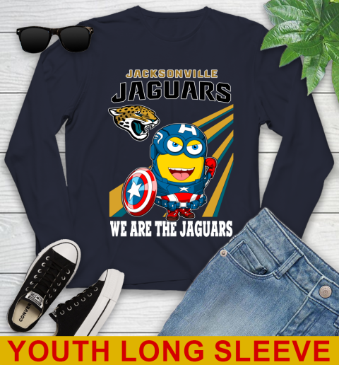 NFL Football Jacksonville Jaguars Captain America Marvel Avengers Minion Shirt Youth Long Sleeve 2
