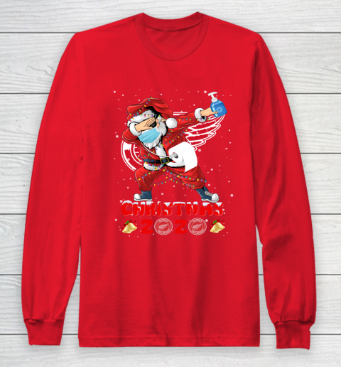 Detroit Red Wings Funny Santa Claus Dabbing Christmas 2020 NHL Long Sleeve T-Shirt 7