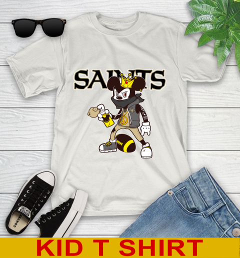 New Orleans Saints NFL Football Mickey Peace Sign Sports Youth T-Shirt 12