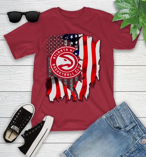 Atlanta Hawks NBA Basketball American Flag Youth T-Shirt 14