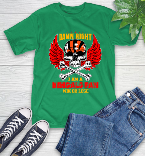 NFL Damn Right I Am A Cincinnati Bengals Win Or Lose Skull Football Sports T-Shirt 7