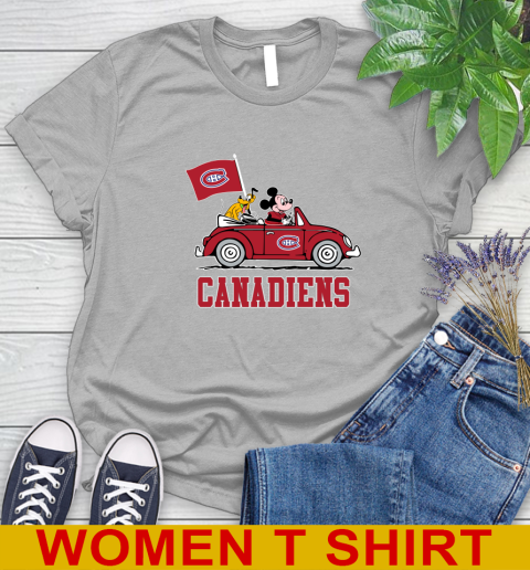 NHL Hockey Montreal Canadiens Pluto Mickey Driving Disney Shirt Women's T-Shirt 5