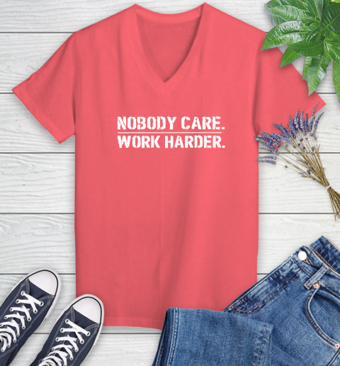 Lamar Jackson Nobody Cares Work Harder Women's V-Neck T-Shirt 6