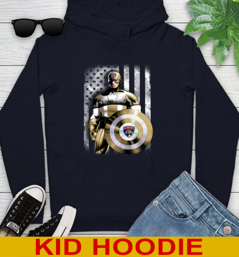 Florida Panthers NHL Hockey Captain America Marvel Avengers American Flag Shirt Youth Hoodie 3