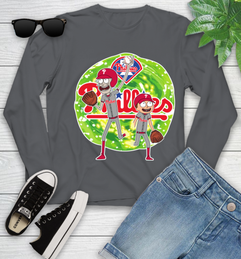 MLB Philadelphia Phillies Rick And Morty Baseball Sports Youth Long Sleeve 8