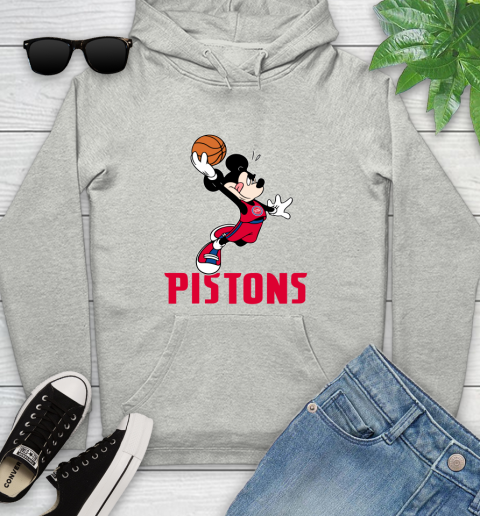 NBA Basketball Detroit Pistons Cheerful Mickey Mouse Shirt Youth Hoodie 2