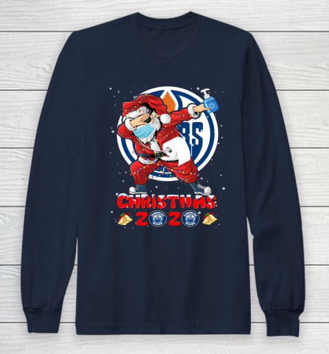 Edmonton Oilers Funny Santa Claus Dabbing Christmas 2020 NHL Long Sleeve T-Shirt 2