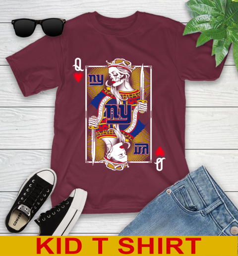 NFL Football New York Giants The Queen Of Hearts Card Shirt Youth T-Shirt 5