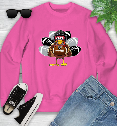 Oakland Raiders Turkey Thanksgiving Day Youth Sweatshirt 7