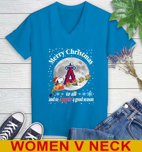 Los Angeles Angels Merry Christmas To All And To Angels A Good Season MLB Baseball Sports Women's V-Neck T-Shirt 7