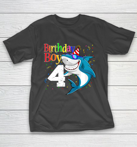 Kids 4th Birthday Boy Shark Shirts 4 Jaw Some Four Tees Boys 4 Years Old T-Shirt