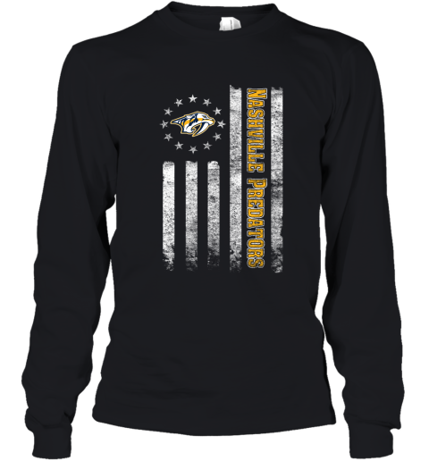 NHL American Flag Hockey Sports Nashville Predators Youth Long Sleeve