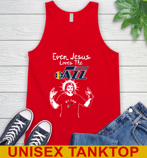 Utah Jazz NBA Basketball Even Jesus Loves The Jazz Shirt Tank Top 5