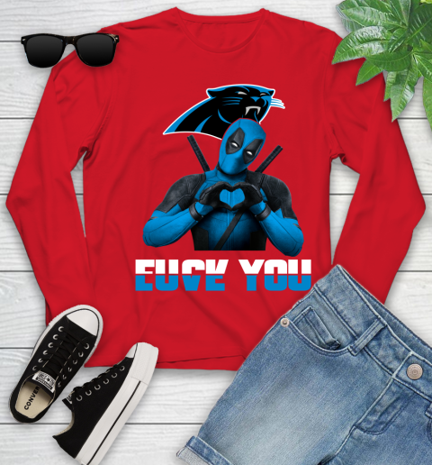 NHL Carolina Panthers Deadpool Love You Fuck You Football Sports Youth Long Sleeve 11