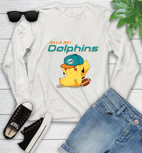 NFL Pikachu Football Sports Miami Dolphins Youth Long Sleeve 12