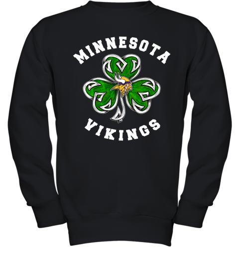NFL Minnesota Vikings Three Leaf Clover St Patrick's Day Football Sports SuAVLxATSmr youth sweatshirt 47 95 151514 front black