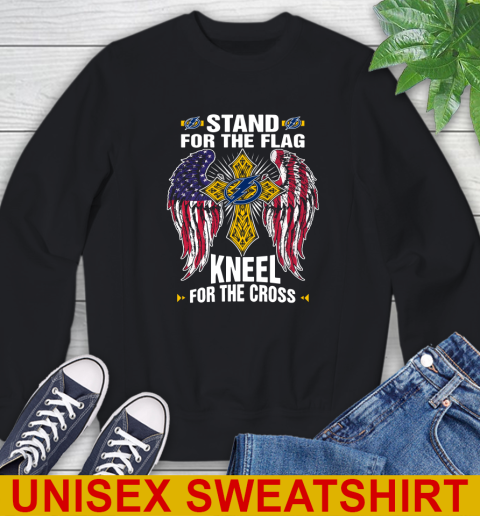 NHL Hockey Tampa Bay Lightning Stand For Flag Kneel For The Cross Shirt Sweatshirt