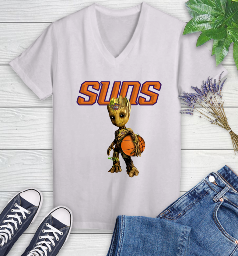 Phoenix Suns NBA Basketball Groot Marvel Guardians Of The Galaxy Women's V-Neck T-Shirt